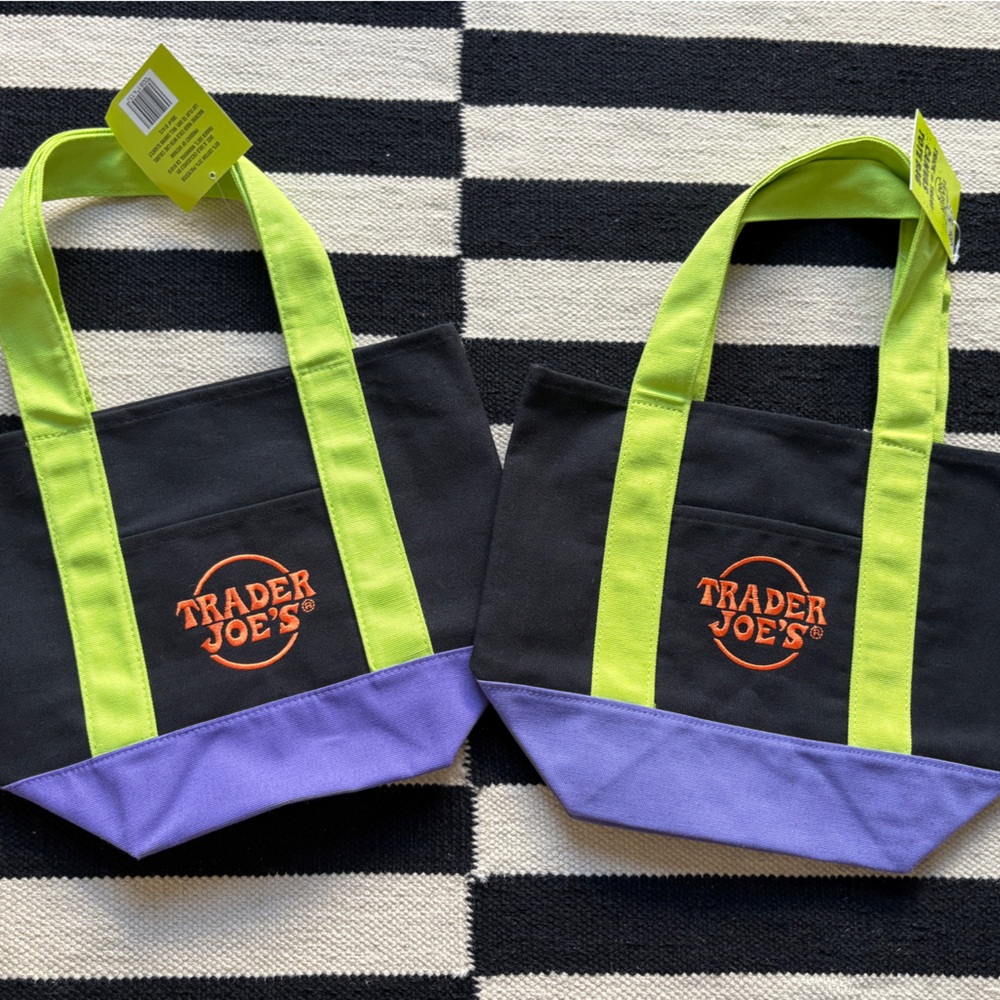 Trader Joe’s Mini Halloween Trick or Treat Black and Purple Tote Bag - Set of 2